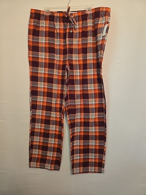  amazon essentials Orange Plaid Flannel Pajama Pants Lounge Men XL pockets 