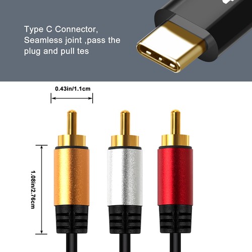 YOTETION Adattatore da USB C a RCA 3FT 1080P, 3FT Convertitore Attivo da Tipo C a RCA,... - Foto 6 di 7