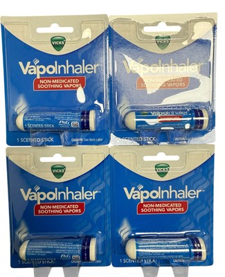 4 X  VICKS Vapolnhaler Non-Medicated Scented Stick Soothing Vapors 0.20 ml