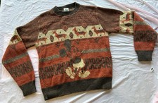 Kennington Vintage Retro Mickey Mouse Disney Sweater Brown Orange Knit Top Sz S