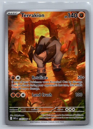 Terrakion 135/086 Illustration Rare White Flare Pokemon Holo Near Mint