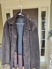 Vintage J.CREW Suede Leather Jacket Wool Lined Quilted Barn Coat Men s Large