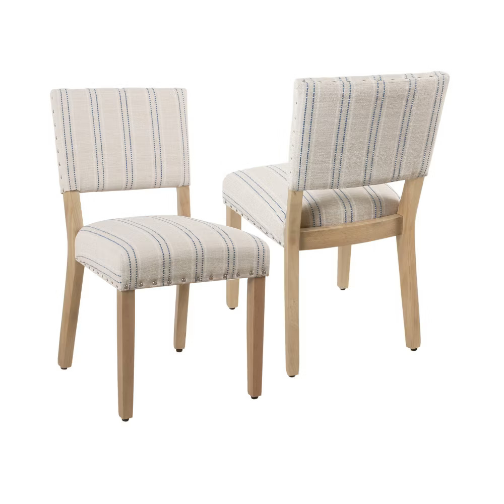 Set Of 2 Modern Wood Blue White