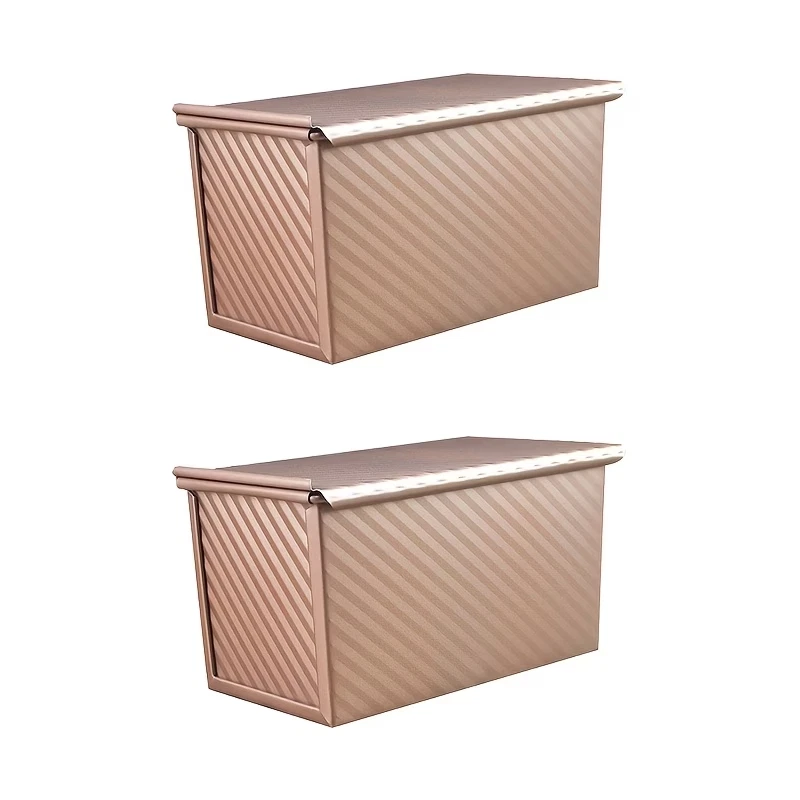 2pcs Golden Carbon Steel Pullman Loaf Pan with Lid, Non-Stick Toast Bread Baking
Opens in a new wind