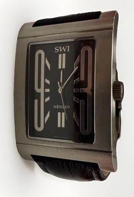 SWI Watch Swiss Movement Stainless Steel Case Leather Band New Battery