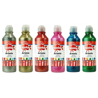 Ecola Artmix Glitzer Fertigmischung Posterfarbe 6er Pack Glitzerfarben Kunst Basteln Neu