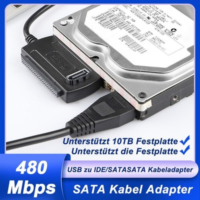 SATA / IDE 2.5'' 3.5'' Drive to USB 2.0 Adapter Konverter Kabel Kit für Festplatte