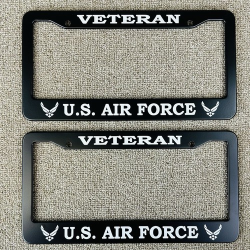 U.S. Air Force Veteran Auto License Plate Frame Car Tag Holder USA 2 Piece Set - Picture 2 of 7
