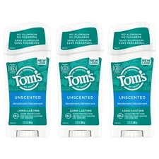 Tom's of Maine Long-Lasting Aluminum-Free Natural Deodorant, Unscented (3 Pack)