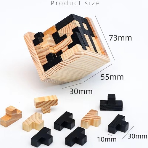 3D IQ Puzzle Intellectual Wooden Toy Brain Teaser Game For Kids Adults ...