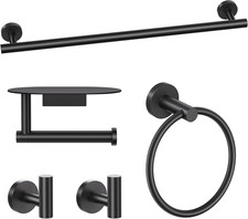 Juego bano negro mate de 5 piezas acero inoxidable toallero pared resistente