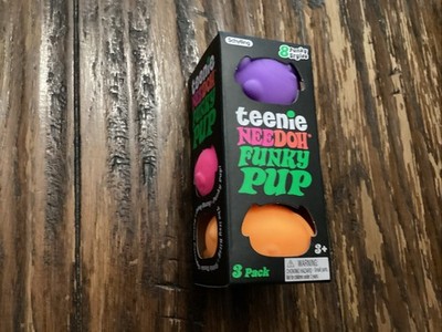 NeeDoh Teenie Funky Pup Squishy 3 Pack - New in Package - Purple Orange Pink
