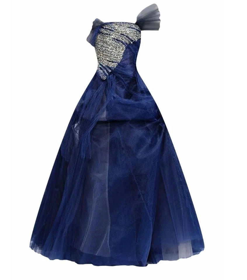 Oscar de la Renta Blue Tulle Gown Size 8 - Image 2 of 4