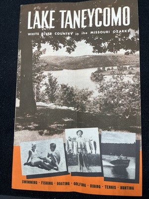 Vintage Lake Taneycomo/Branson/Rockaway/Ozark Visitor Brochure Guide 