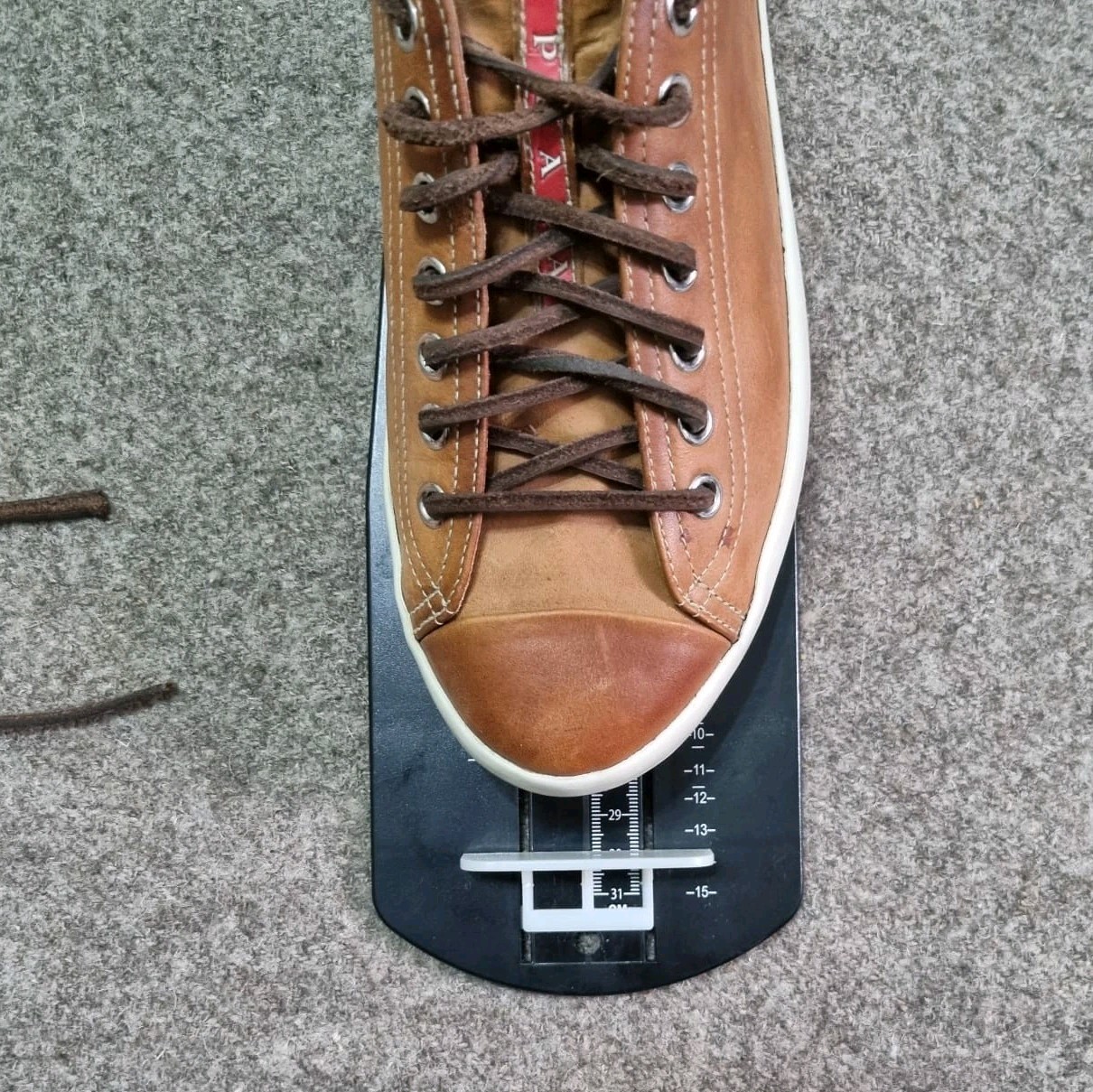 PRADA Linea Rossa Men Shoes Tan Leather Luxury Sneakers Prada Camel Brown 8 US thumbnail 21