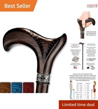 Wooden Walking Cane Handmade Ergonomic Derby Handle for Men Women Seniors