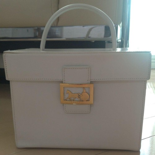 Celine Vanity Bag White Carriage Horse Vintage Authentic Deadstock Not Used