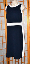 Tommy Hilfiger Women's Navy Blue & Ivory Colorblock Knit Sheath Dress Sz. 12