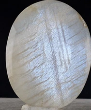 Blue Moonstone Palm Stone Crystal Palmstone Worry Fidget Gemstone White