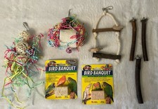 8 Piece Small Bird Toys And Perches Bundle