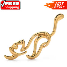 Luxury Gold Tone Cat Brooch Stainless Steel Women Cute Fashion Lapel Pin Gift