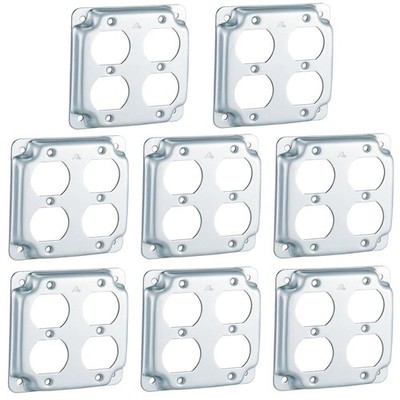 8 Pcs 4 x 4 Inch Metal Receptacle Electrical Box Cover Square Exposed Work Co...