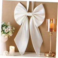 Christmas Tree Topper Bow 22", Large Bow for Decor, Birthday Polyester White