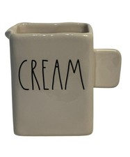 Rae Dunn Square Ceramic Creamer Artisan Collection White Coffee Creamer Magenta