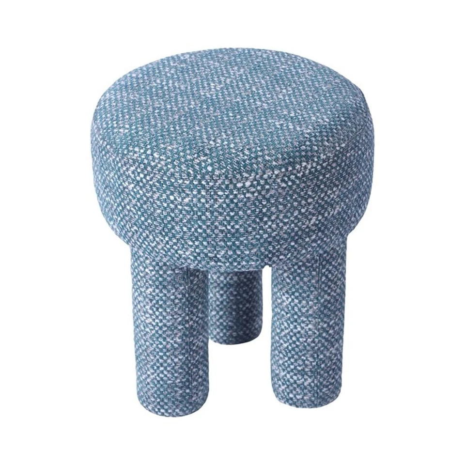 Maklaine Modern Contemporary Chenille Stool in Teal Green Finish - Image 2 of 4