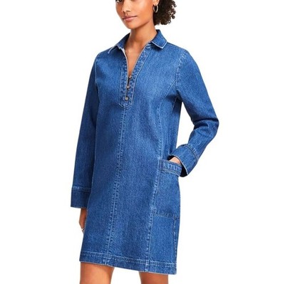 white christmas dresses Cosmala Denim Long Sleeve Mini Dress / Indigo Blue | Meshki