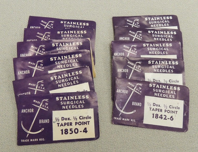Vtg Suture Needle 1/2 Circle Anchor Stainless Surgical Inst  (Packs Of 6 Pcs+)