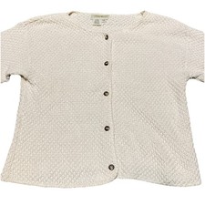 Vintage Eddie Bauer Cable Knit Cardigan Women’s Large White Made In USA 80s 90s
