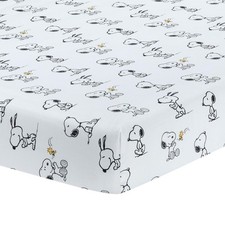 Lambs  Ivy Classic Snoopy 100 Cotton White/Black Fitted Baby Crib Sheet