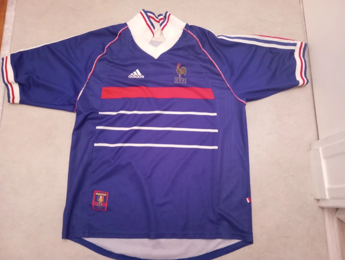Maillot Vintage Coupe Du Monde 1998 France - Taille Medium, Blanc, 100% Coton, Excellent état