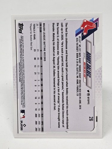 2021 Topps Chrome Sapphire Edition Bobby Dalbec #26 Rookie RC - Picture 2 of 2