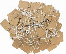 200Pcs Kraft Price Tags with String Attached, Marking Strung Writable Price L...