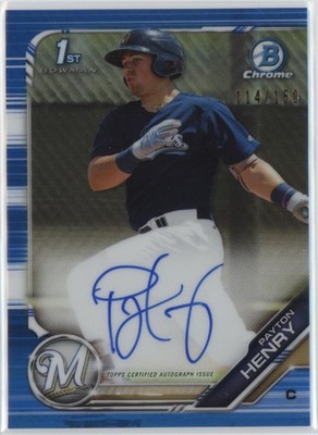 2019 Payton Henry Bowman Chrome 1st Blue Refractor Auto /150 #CPA-PH (J347)