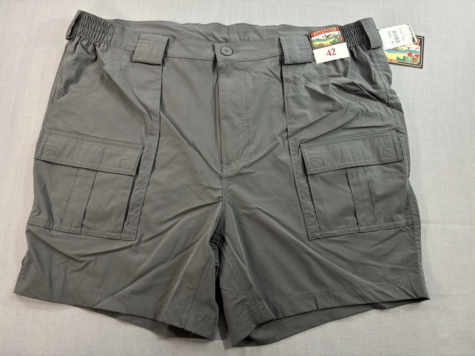 Weekender Cargo Shorts Mens 42 Gray Stretch Hiking Travel Outdoor NWT