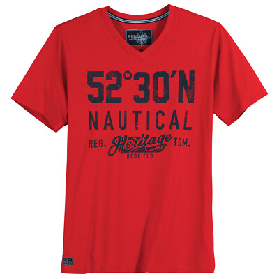 Redfield maritimes V-Neck XXL T-Shirt rot 52°30'N