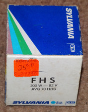 SYLVANIA FHS TUNGSTEN HALOGEN PROJECTOR LAMP Type FHS 300W 82V New Old Stock IB