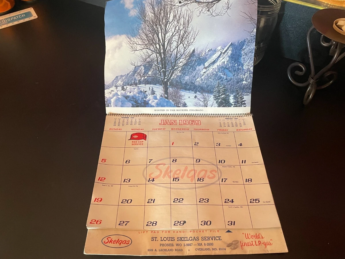 ViNTAGE 1969 COMPLETE CALENDAR: 1969 Skelgas Calendar - All Months Present  | eBay