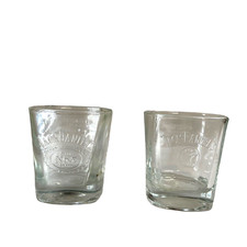 Jack Daniels Old No 7 Square Rocks Glass Embossed Lot Set of 2 Whiskey Tumbler