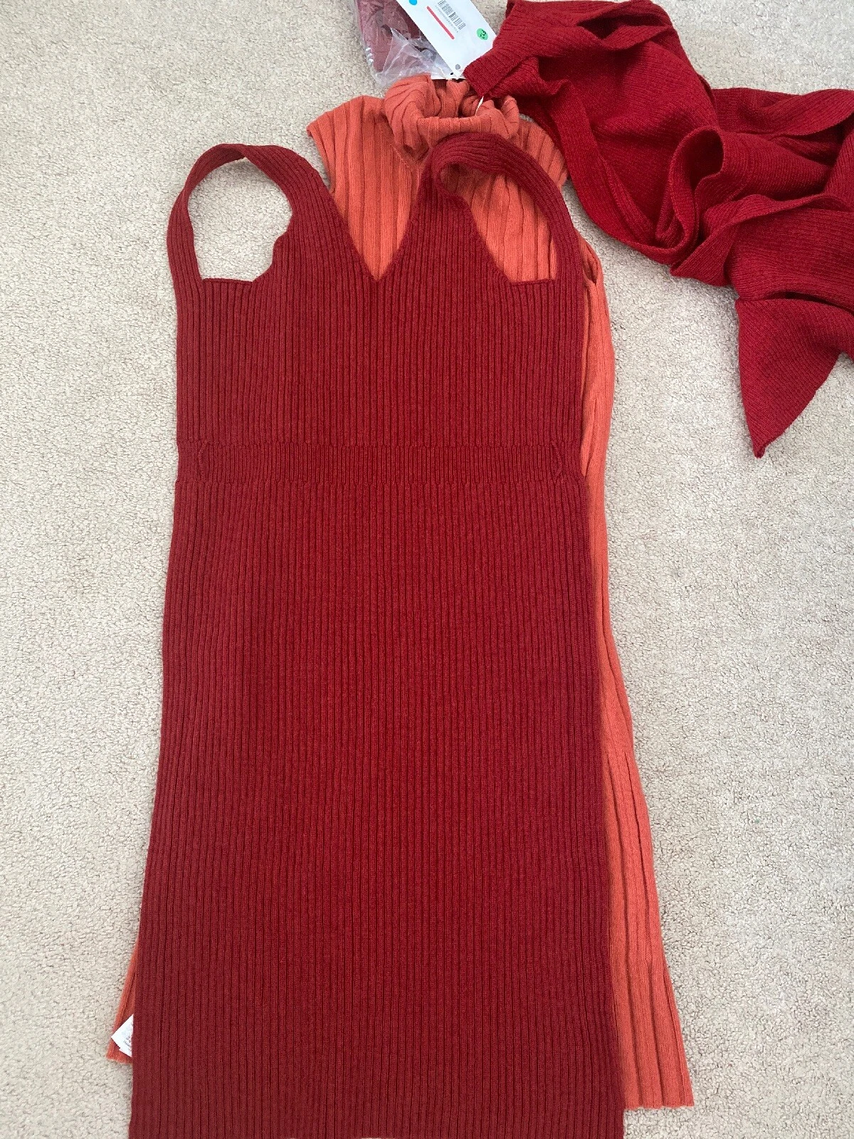 MAISON MARGIELA abito maison martin margiela 3 in 1 100% lana lana lana nettarina arancio vino rosso S