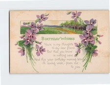 Postcard Birthday Wishes Flower Art Print