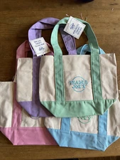 New Trader Joe's Pastel Mini Canvas Tote Bags 2025 Easter Set 4 Colors Ship Now