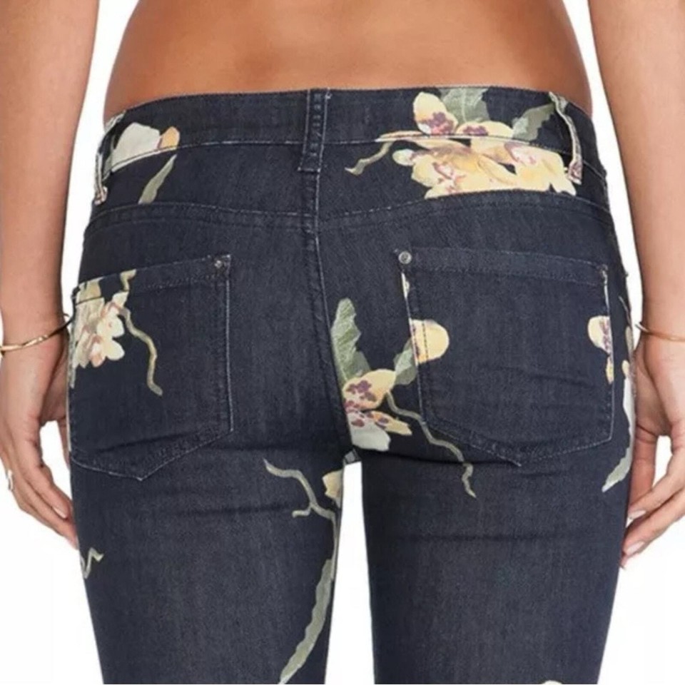 Free People Floral Bali Flare Jeans Miami Night Combo Size 24 Orchids