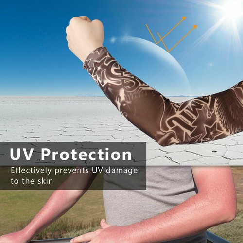 10/5 Stück Tattoo Cooling Arm Sleeves Cover Basketball Golf Sport UV Sonnenschutz - Bild 4 von 18