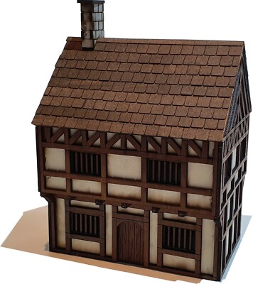 28 mm Fantasy Tudor Stil Wohnhaus MDF bemalt Gelände