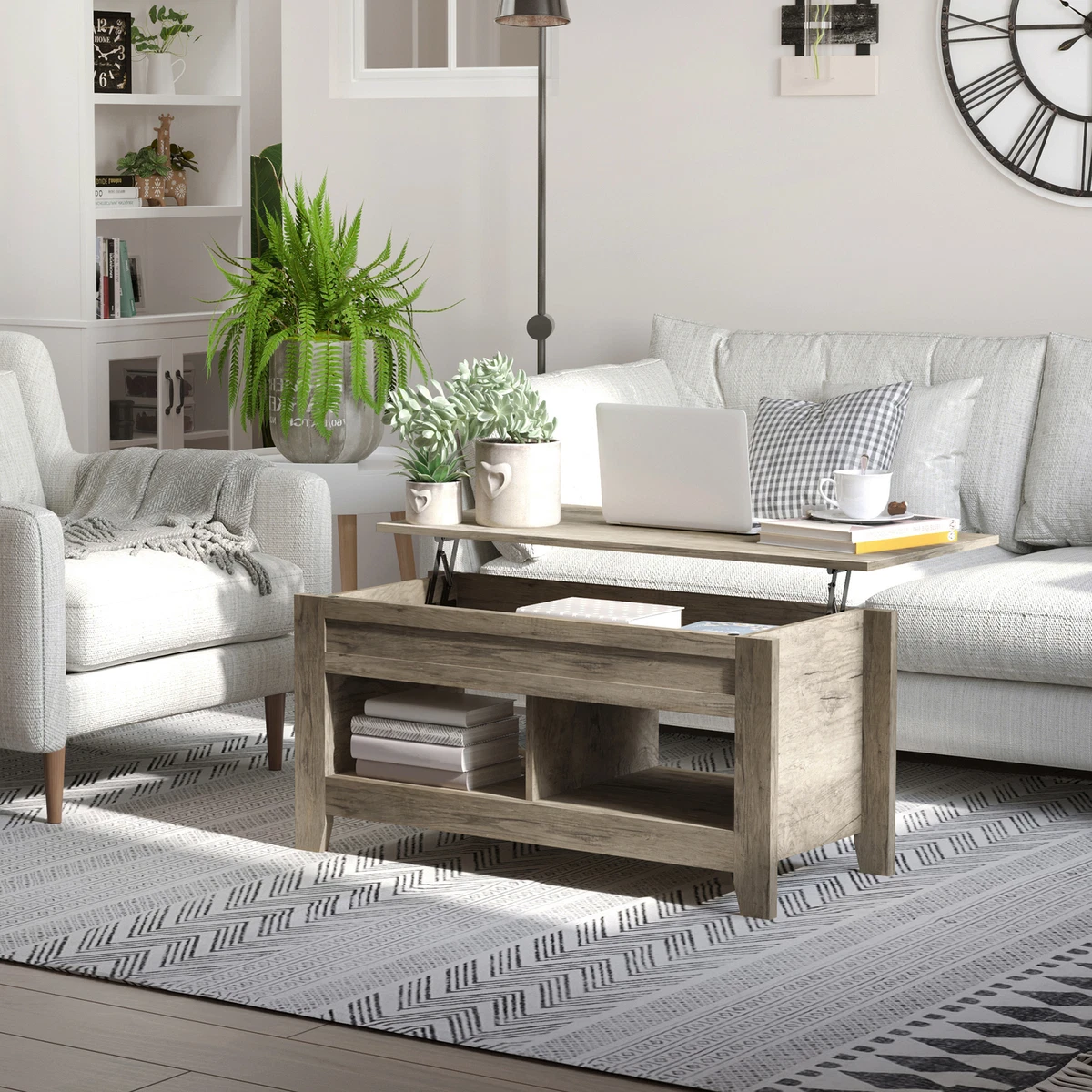 Homcom lift top coffee storage table deals