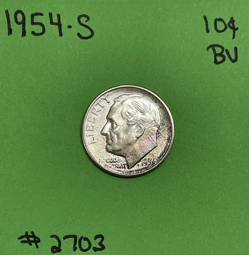 1954 S Roosevelt Dime 10c BU Uncirculated Mint State 90% Silver
